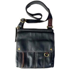 Like New Fossil Morgan Traveler Pebble Leather Black Crossbody Bag